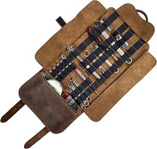 Motorcycle Tool Roll Bag, Leather Wrench Organizer