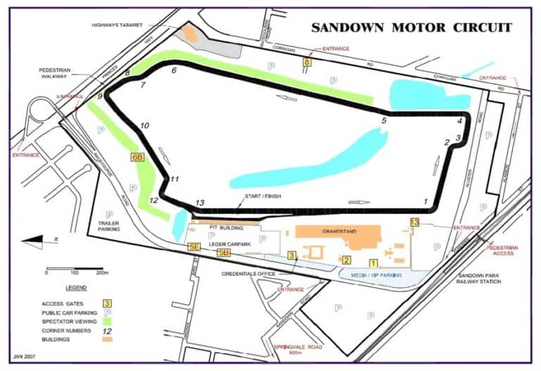 Sandown-Raceway-Map